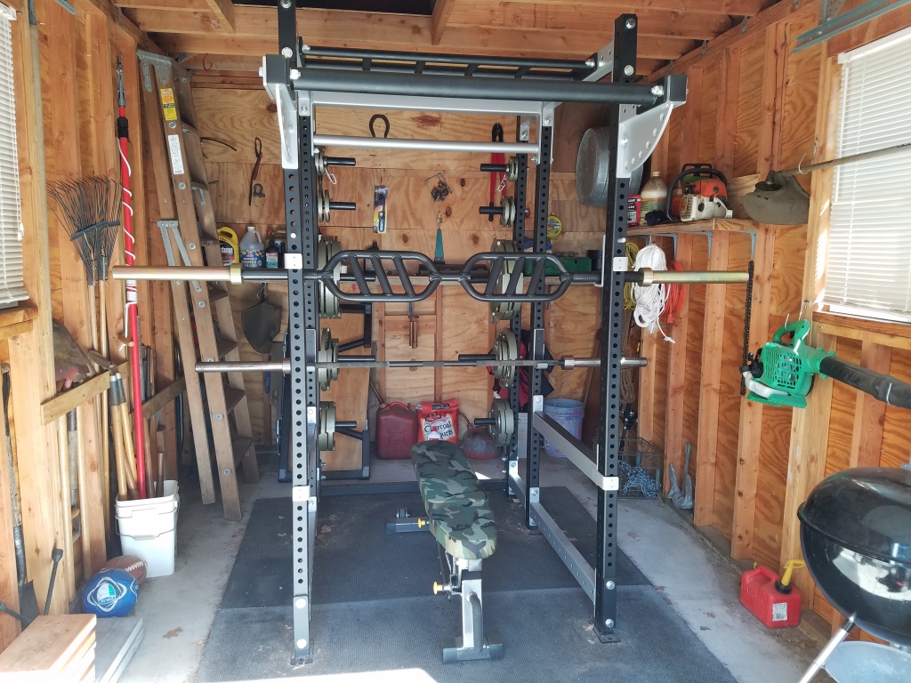 custom built power rack in home gym