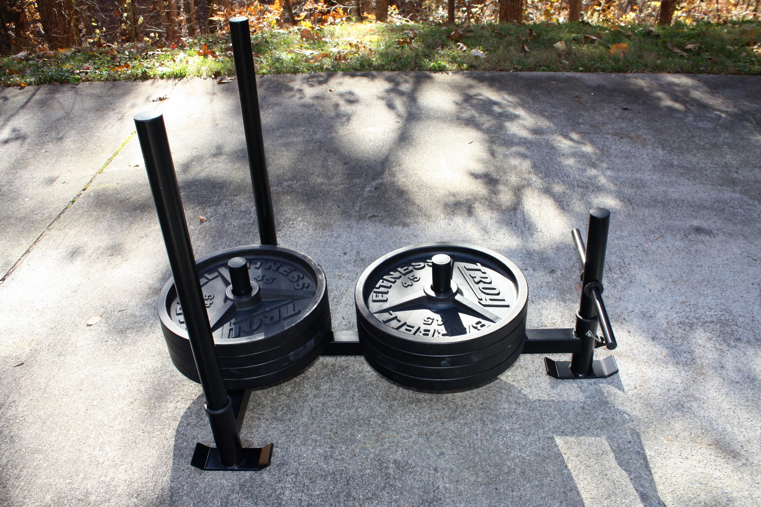 Fringe Sport Econ Prowler loaded with Troy weight plates