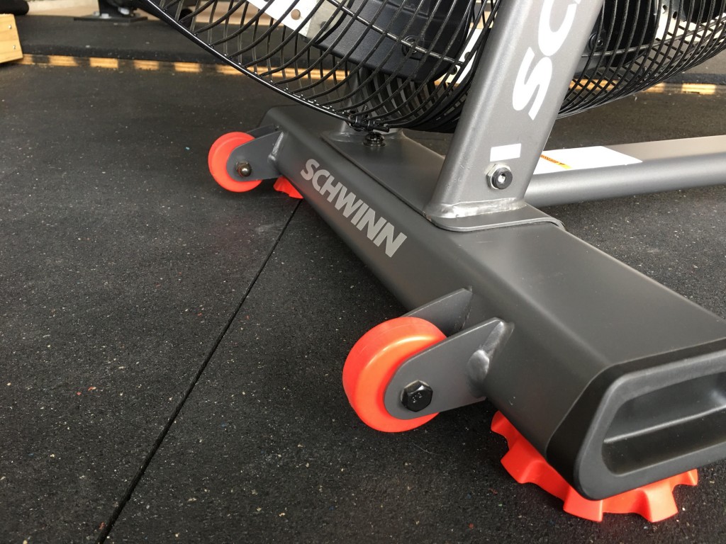 Closeup of the wheels and base of the Airdyne Pro