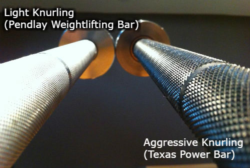 Pendlay weightlifting bar vs Texas Power Bar knurling