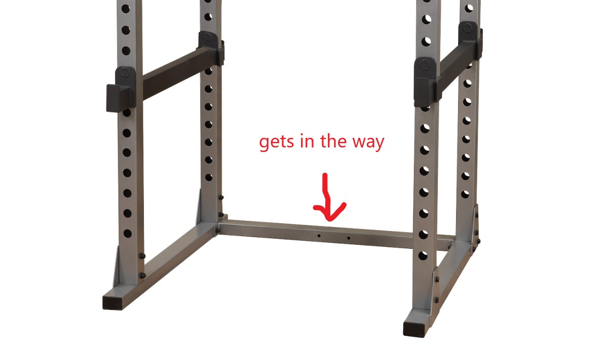 power rack lower cross brace in way