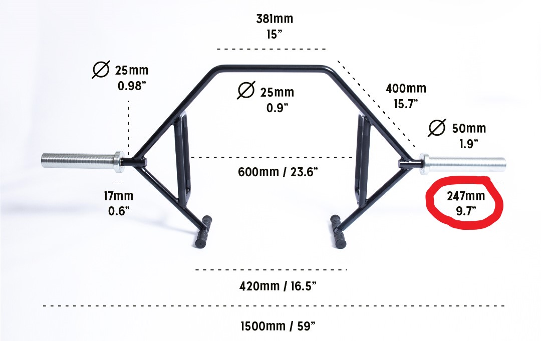 Bells of Steel Open Trap Bar dimensions