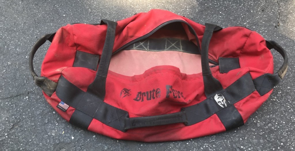 Empty sandbag for training, shell made with military-spec cordura and seatbelt webbing