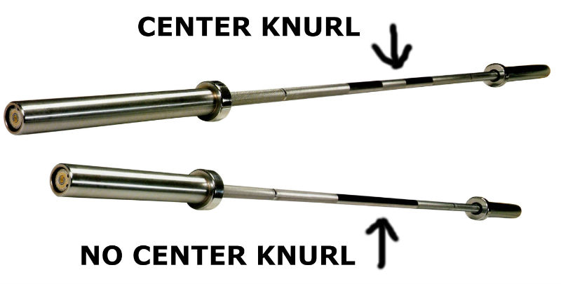 power bar vs olympic bar center knurling