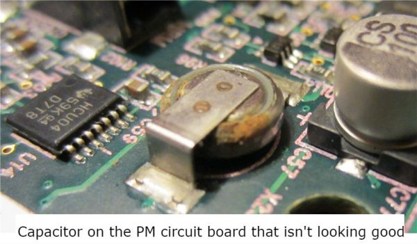 failing capacitor on used concept 2 rower PM circuit board