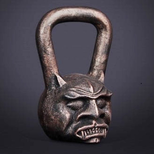 hand casted demonic kettlebell