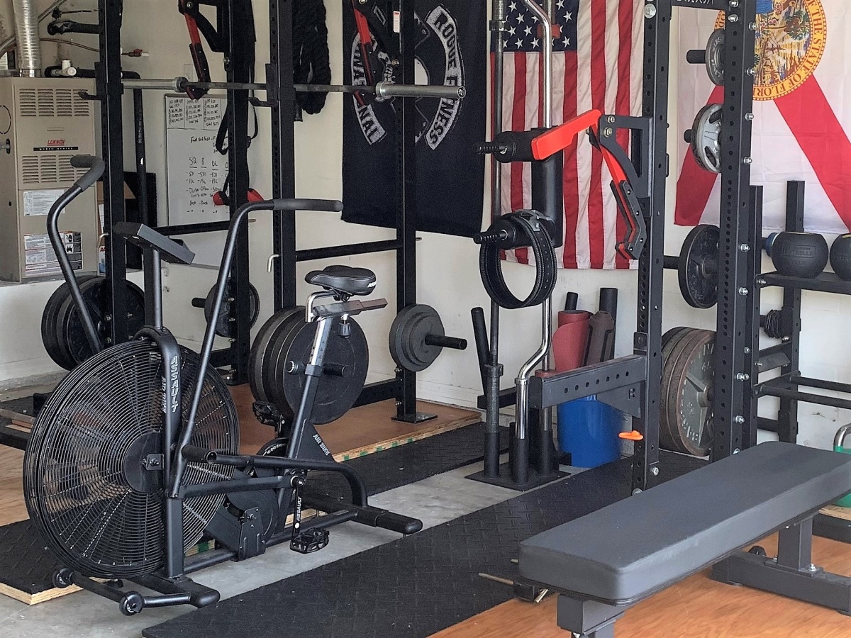 Assault Bike in garage gym