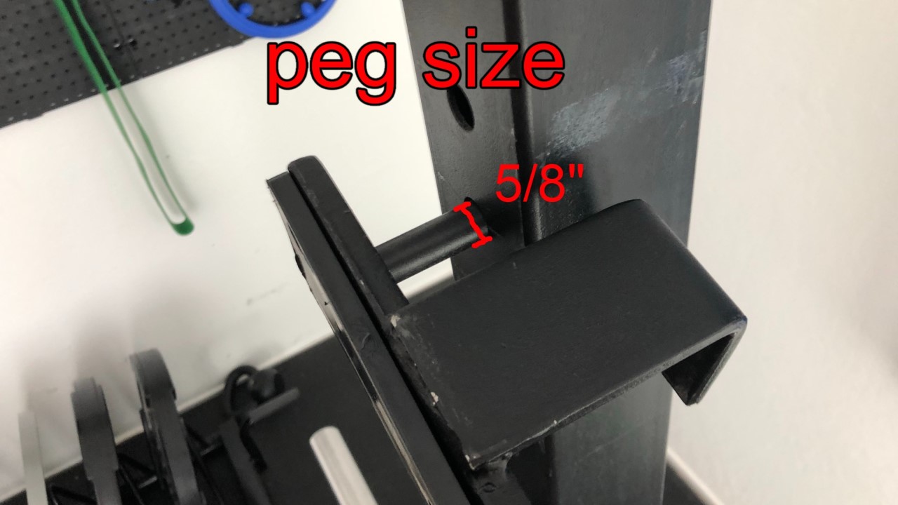 power rack attachment peg size