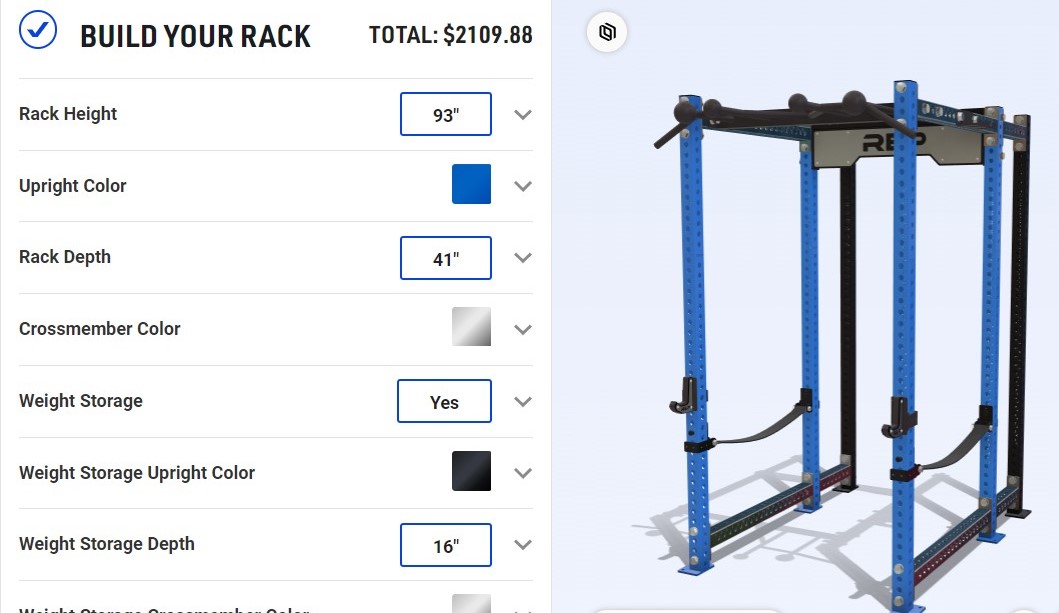 Rep power rack builder tool