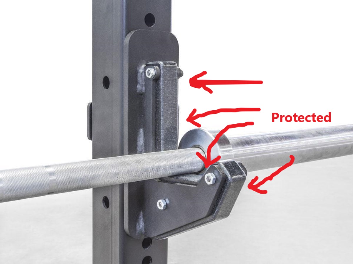 UHMW J hooks for reducing noise in an apartment power rack