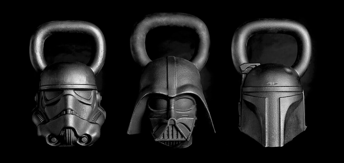 Darth Vader, Storm Trooper, and Boba Fett kettlebell