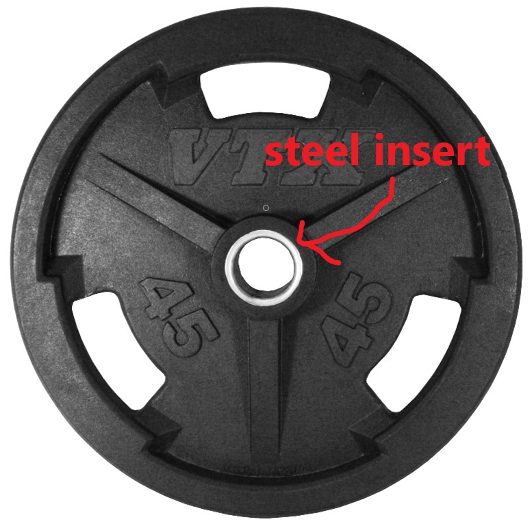 steel insert on iron plate